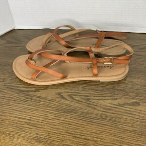 American Eagle Women's Tan Strappy Faux Leather Gladiator Sandals Size 9